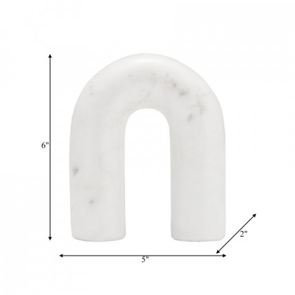 Sagebrook 6" Marble Rounded Horseshoe Table Top Decor - White