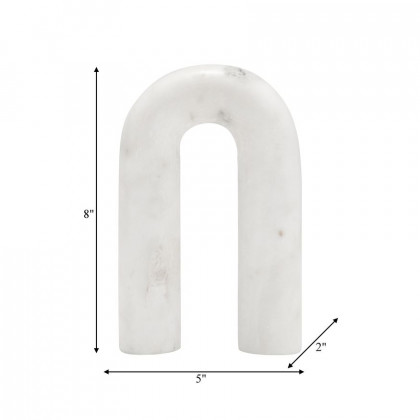 Sagebrook 8" Marble Rounded Horseshoe Table Top Decor - White