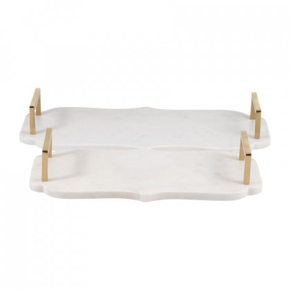 Sagebrook - 15"/18" Marble Accent Trays (Set Of 2) in White