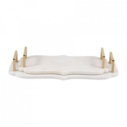 Sagebrook - 15"/18" Marble Accent Trays (Set Of 2) in White