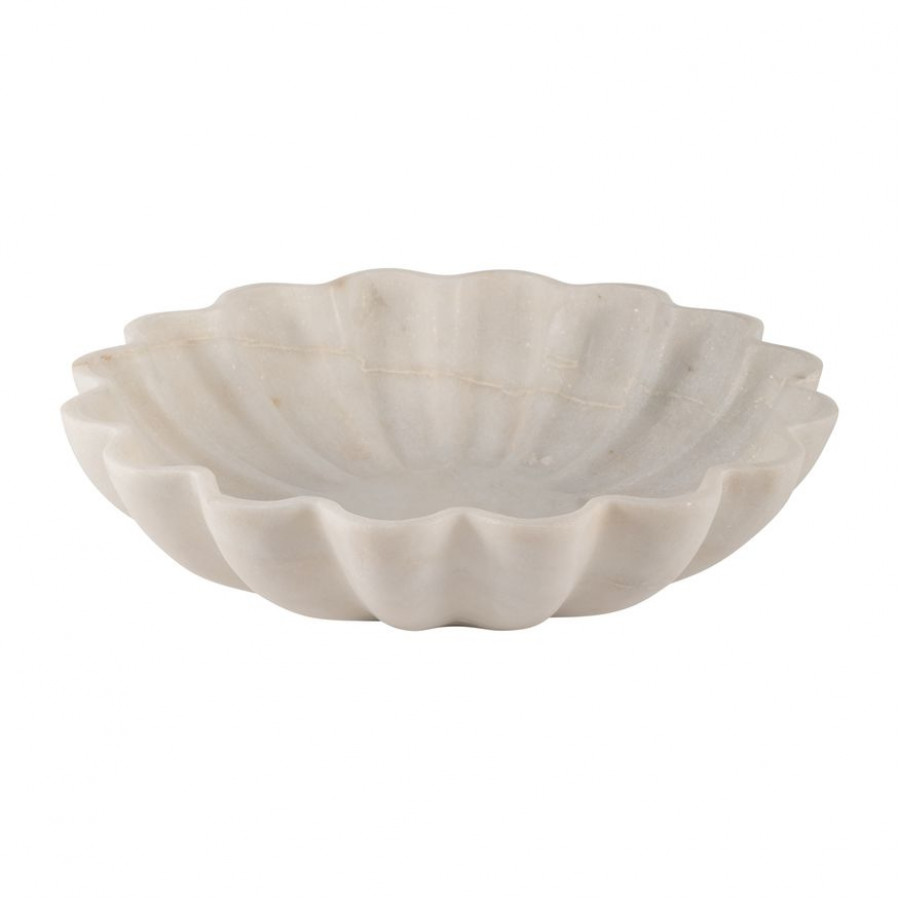 Sagebrook - 12" Marble Shell Shaped Bowl in White