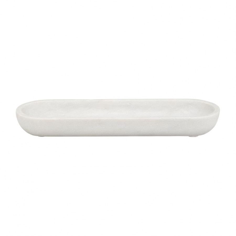 Sagebrook - 18" Marble Oval Tray in White