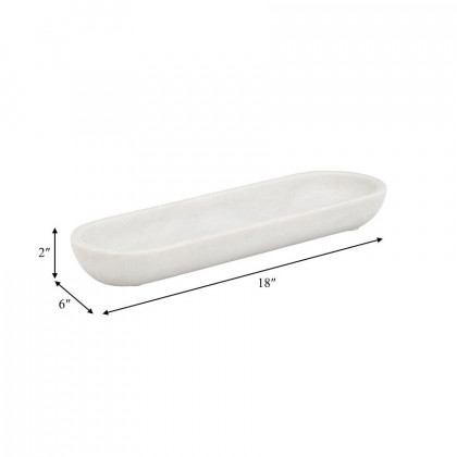 Sagebrook - 18" Marble Oval Tray in White