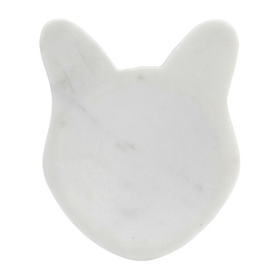 Sagebrook 5" Marble Cat Tray - White