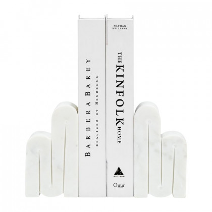 Sagebrook - 6" Marble Swirly Bookends (Set Of 2) in White