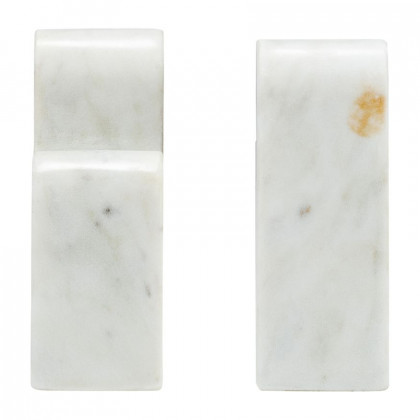 Sagebrook - 6" Marble Swirly Bookends (Set Of 2) in White