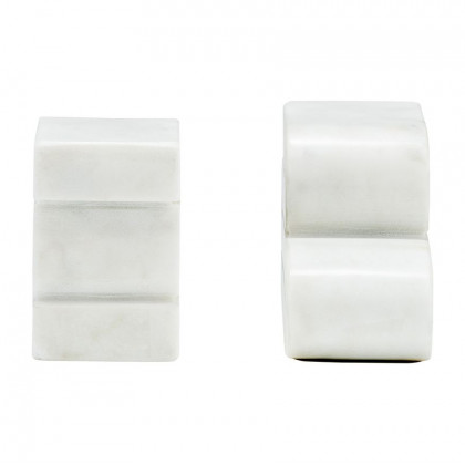 Sagebrook - 6" Marble Swirly Bookends (Set Of 2) in White