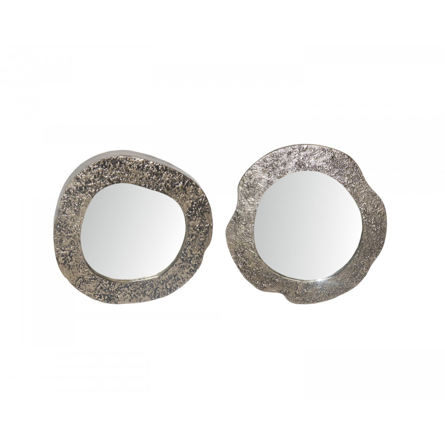 Sagebrook - 20" Metal Textured Mirrors (Set Of 2) in Silver