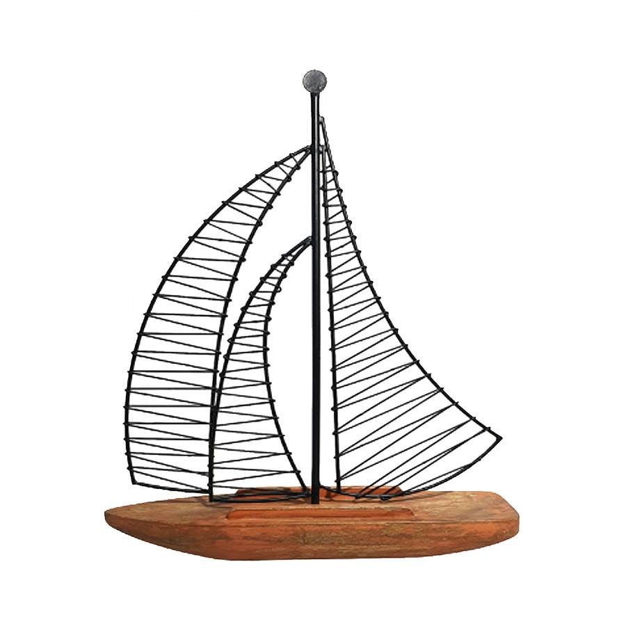 Sagebrook - 20" Wood Sailboat in Brown/Black