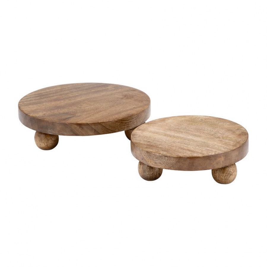 Sagebrook - 8/10" Wood Round Risers (Set Of 2)