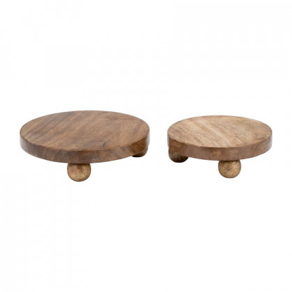 Sagebrook 8/10" Wood Round Risers (Set Of 2) - Natural