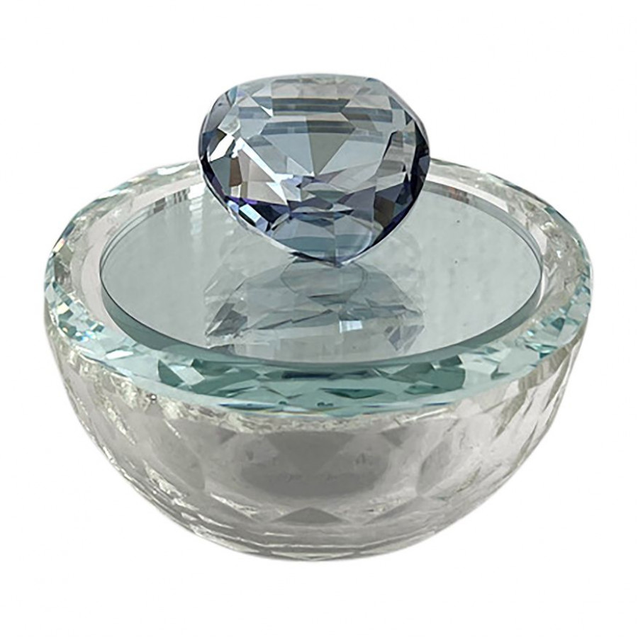 Sagebrook 4" Glass Trinket Box With Heart - Blue
