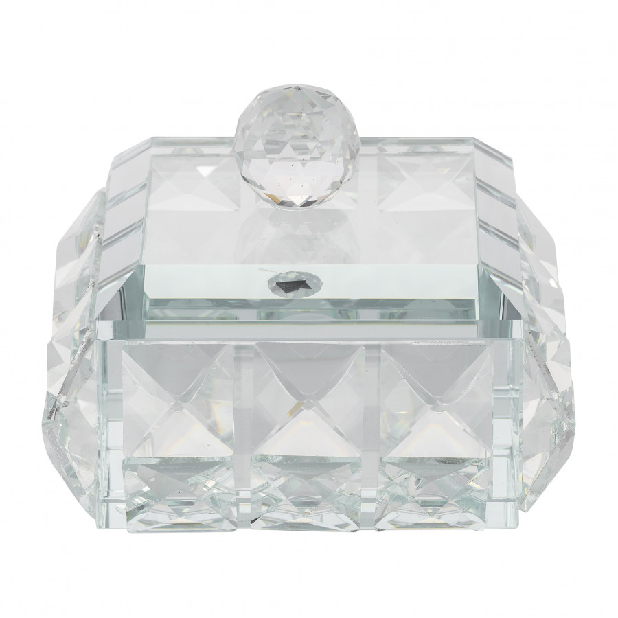 Sagebrook - 4" Glass Diamond Trinket Box in Clear