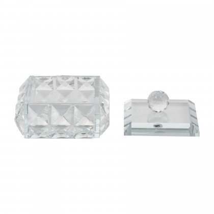 Sagebrook - 4" Glass Diamond Trinket Box in Clear