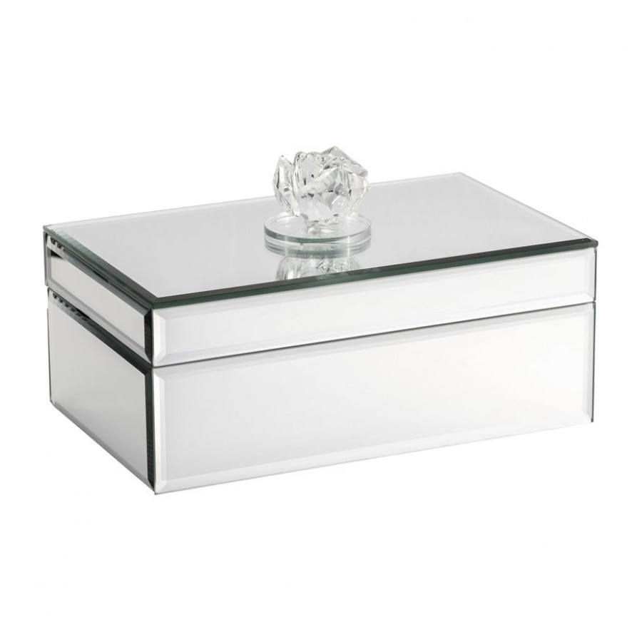 Sagebrook - 8" Glass Rec Jewelry Box Flower Top in Clear