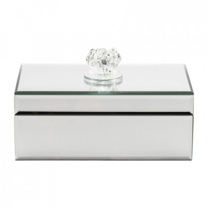 Sagebrook - 8" Glass Rec Jewelry Box Flower Top in Clear