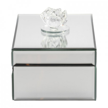 Sagebrook - 8" Glass Rec Jewelry Box Flower Top in Clear