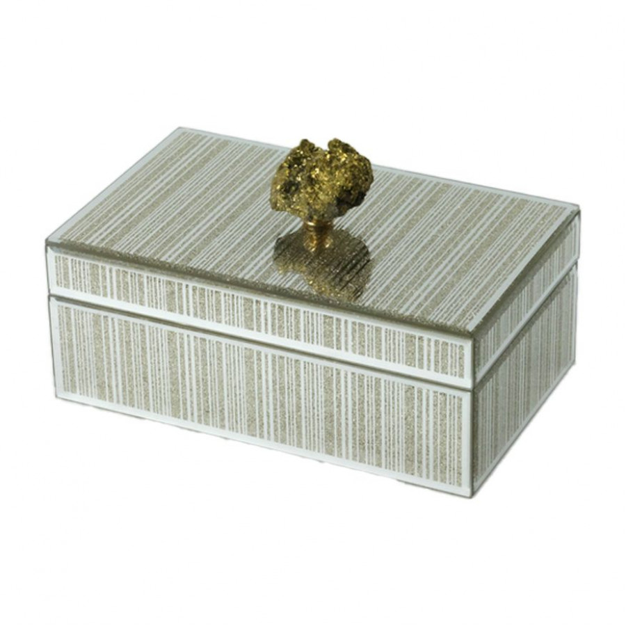Sagebrook - 8"x5" Glass Jewelry Box Stone Top in Gold