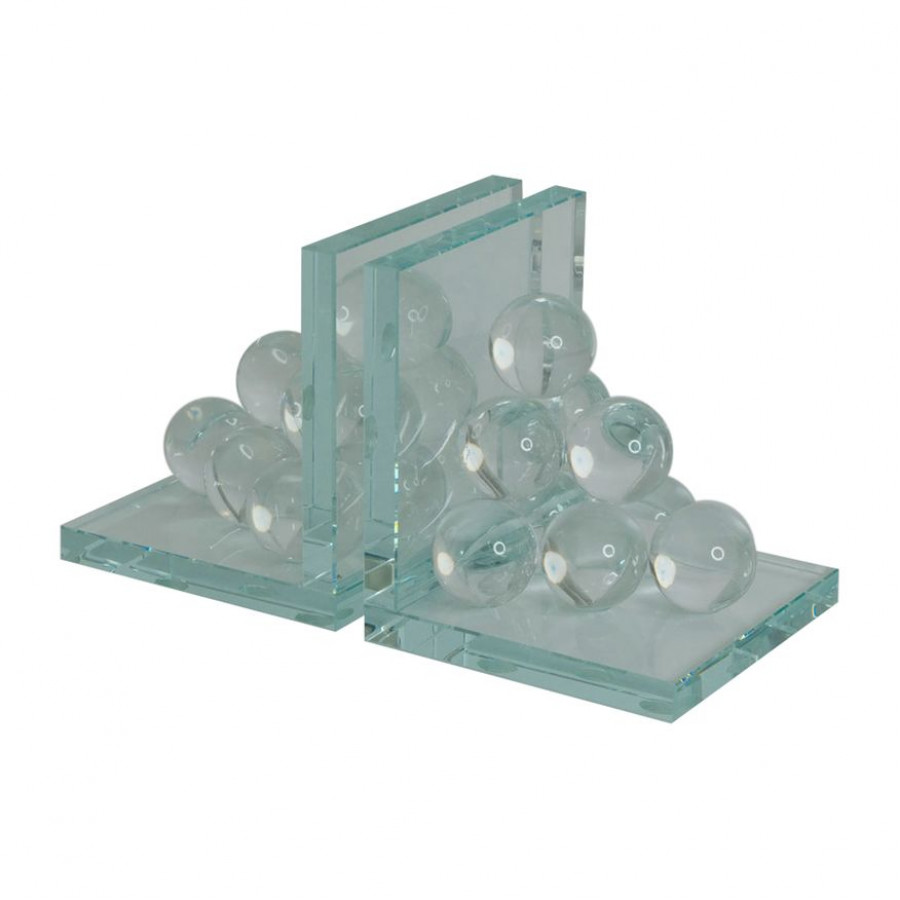 Sagebrook - 6" Glass Orb Bookends (Set Of 2) in Clear
