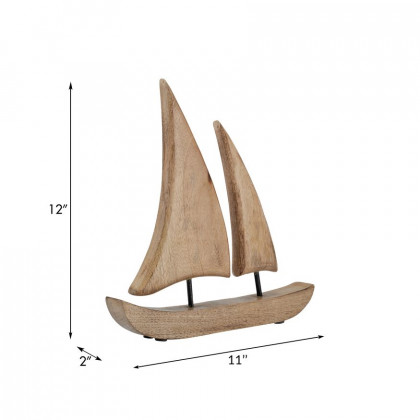 Sagebrook 11"x12" Wood Sailboat - Brown
