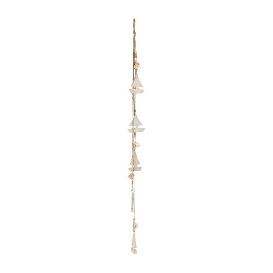 Sagebrook - 40" Wood Hanging Sailboat in Blue/White