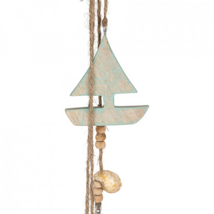 Sagebrook - 40" Wood Hanging Sailboat in Blue/White