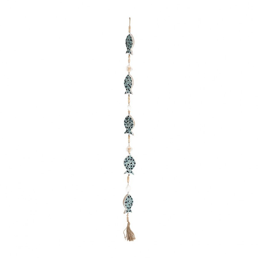 Sagebrook - 40" Glass Hanging Fish in Blue/White