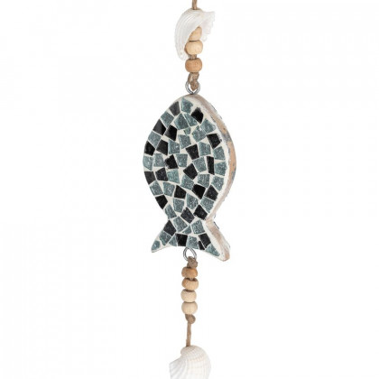 Sagebrook - 40" Glass Hanging Fish in Blue/White