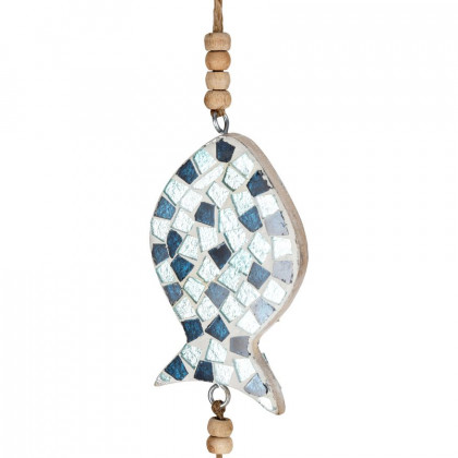 Sagebrook - 40" Glass Hanging Fish in Blue/White