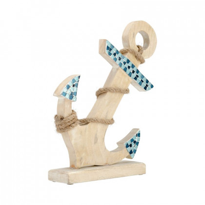 Sagebrook - 15" Wood Anchor With Mosaic in Blue/Brown