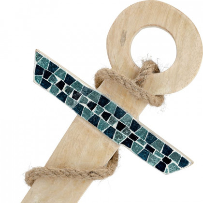 Sagebrook - 15" Wood Anchor With Mosaic in Blue/Brown