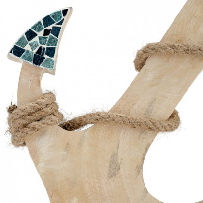 Sagebrook - 15" Wood Anchor With Mosaic in Blue/Brown