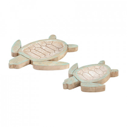 Sagebrook - 10"/14" Wood Tortoise (Set Of 2) in Multi