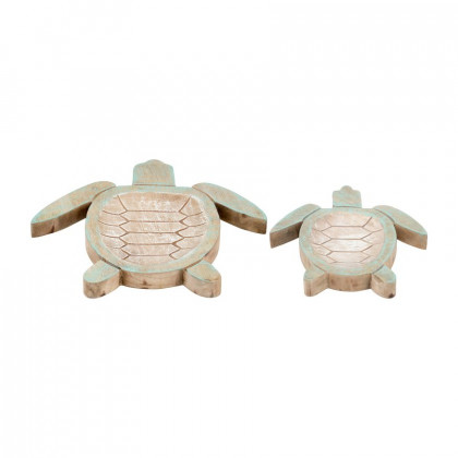 Sagebrook - 10"/14" Wood Tortoise (Set Of 2) in Multi