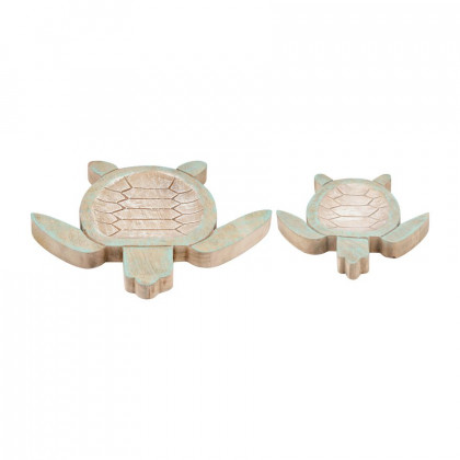 Sagebrook - 10"/14" Wood Tortoise (Set Of 2) in Multi