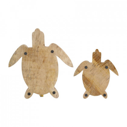 Sagebrook - 10"/14" Wood Tortoise (Set Of 2) in Multi
