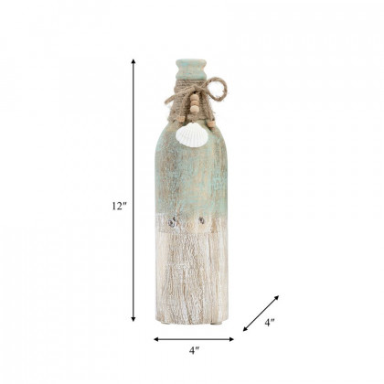 Sagebrook 12" Wood Tri-colored Bottle - Multi