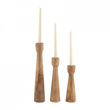 Sagebrook 12" Wood Candle Holder - Brown
