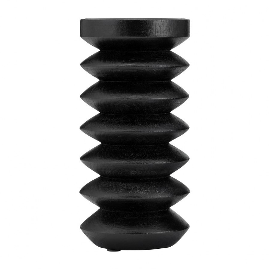 Sagebrook 8" Wood Accordion Candle Holder - Black