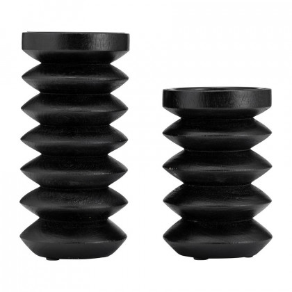 Sagebrook 8" Wood Accordion Candle Holder - Black