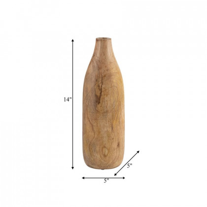 Sagebrook 14" Wood Vase - Brown