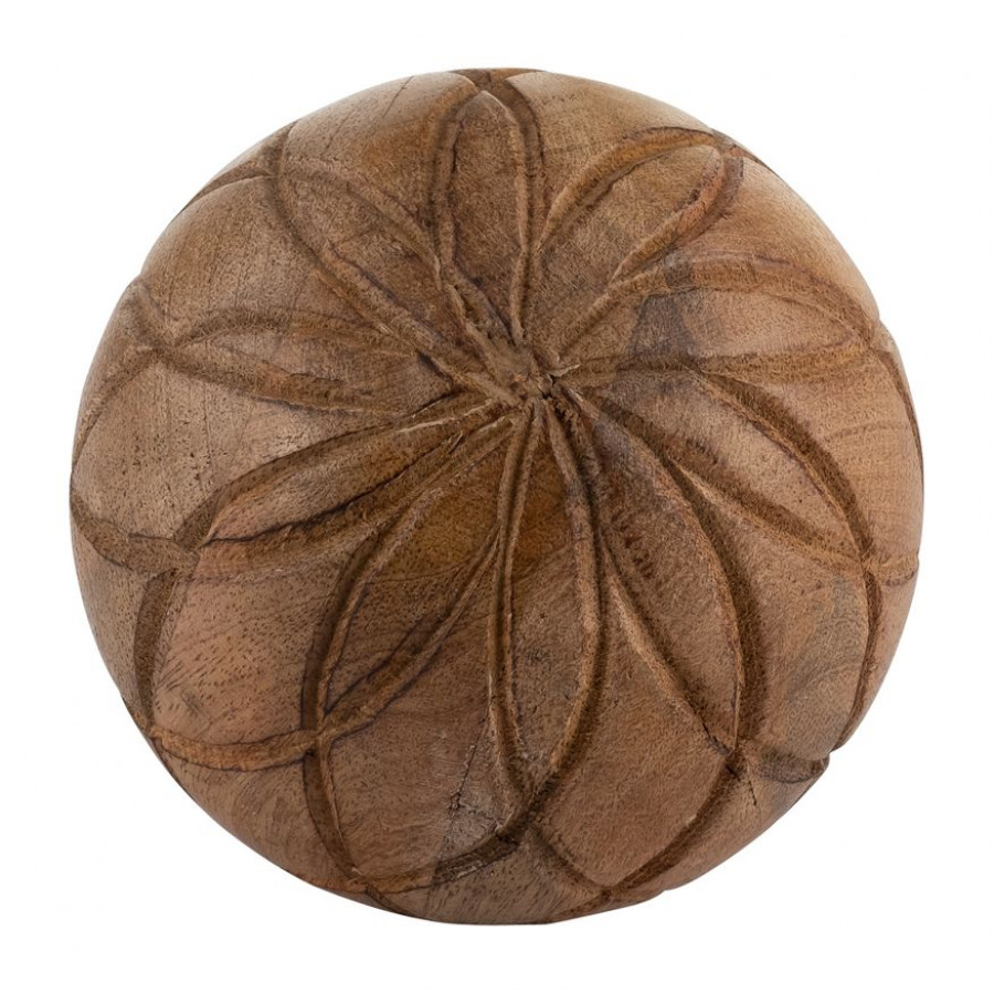 Sagebrook - 5" Wood Textured Orb in Brown