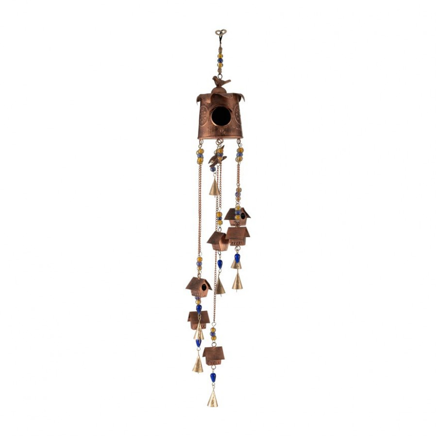 Sagebrook - 38" Metal Birdhouse Chime in Gold