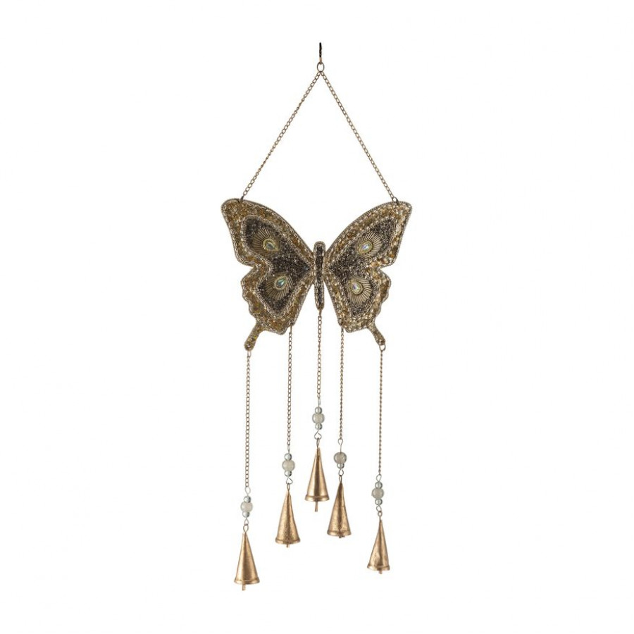 Sagebrook - 24" Metal Mosaic Butterfly Chime in Gold