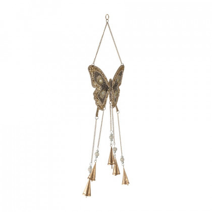 Sagebrook - 24" Metal Mosaic Butterfly Chime in Gold
