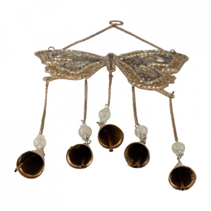 Sagebrook - 24" Metal Mosaic Butterfly Chime in Gold