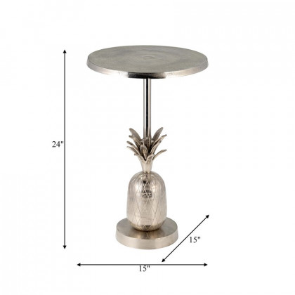 Sagebrook 15"/24" Metal Silver Pineapple Side Table - Silver