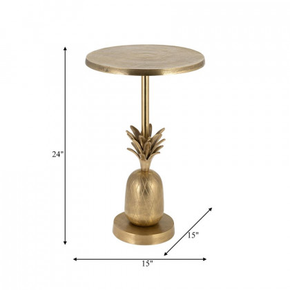 Sagebrook 15"/24" Metal Silver Pineapple Side Table - Gold