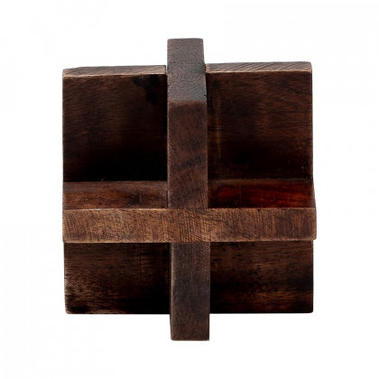 Sagebrook 4" Cross Wooden Orb - Brown