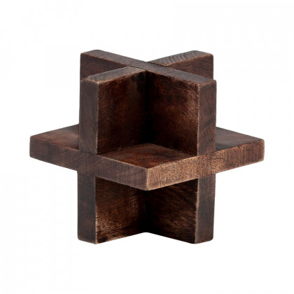 Sagebrook 4" Cross Wooden Orb - Brown